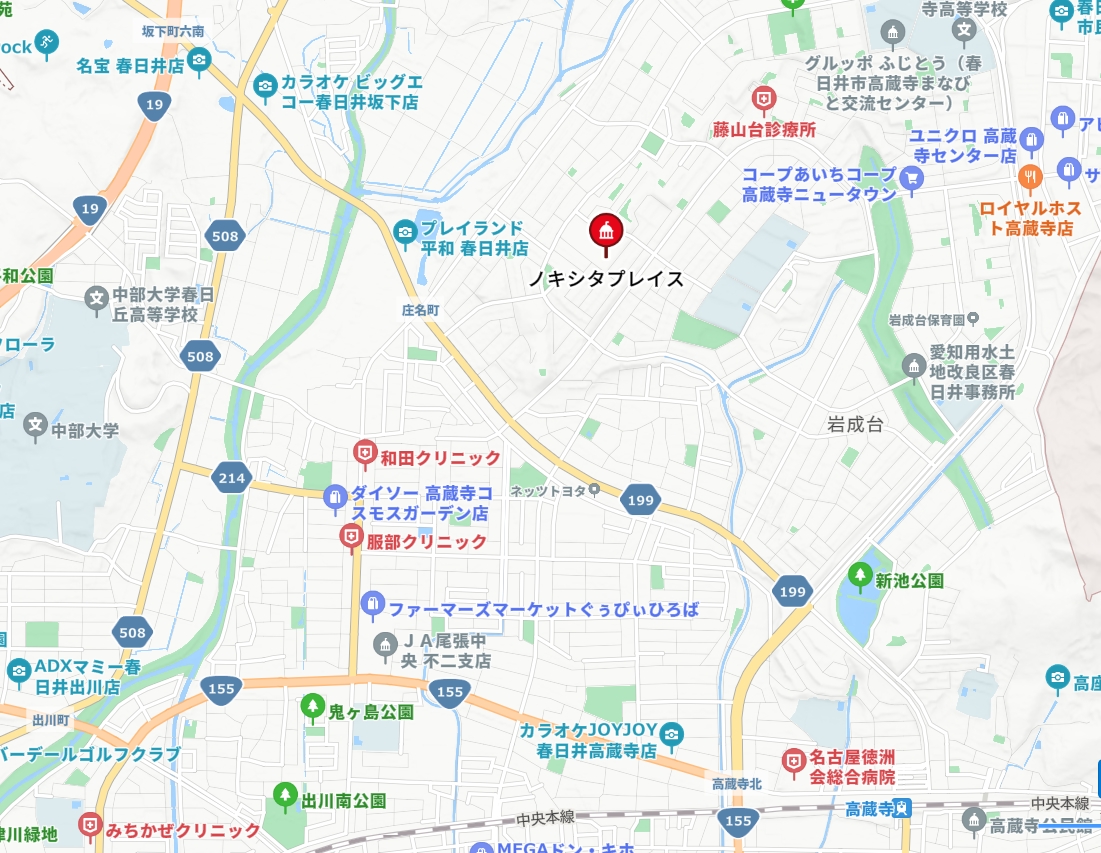 ノキシタプレイス　のきしたカフェ　みんなのたまりばtuttiへの地図